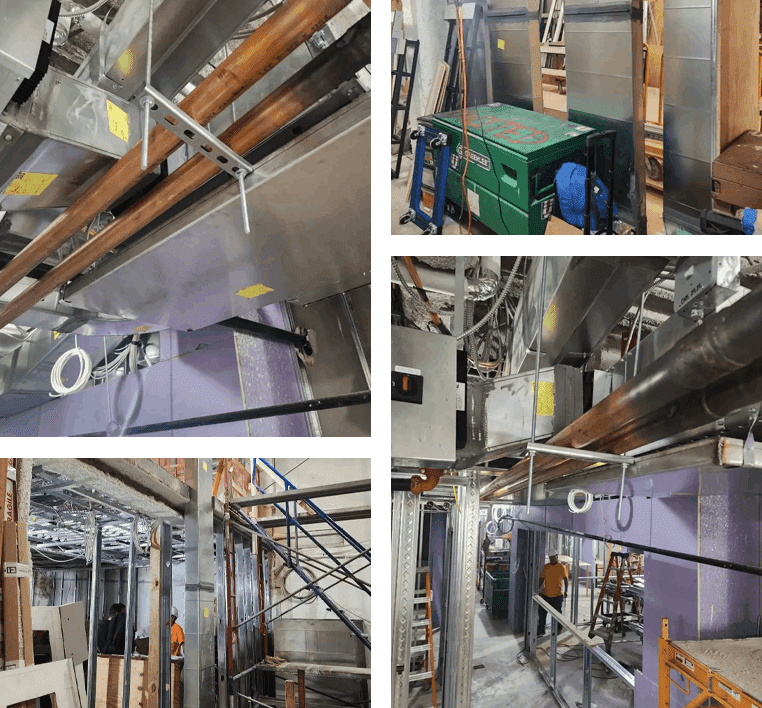 A collage of photos showing the construction process.