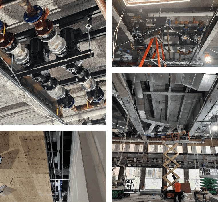 A series of photos showing different types of construction.